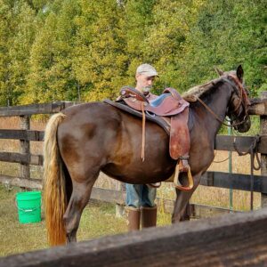Saddling my horse